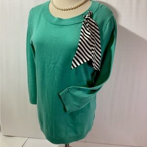 Talbots Woman’s Sweater Top Size M Color Mint Green Bandana Accent Long Sleeves